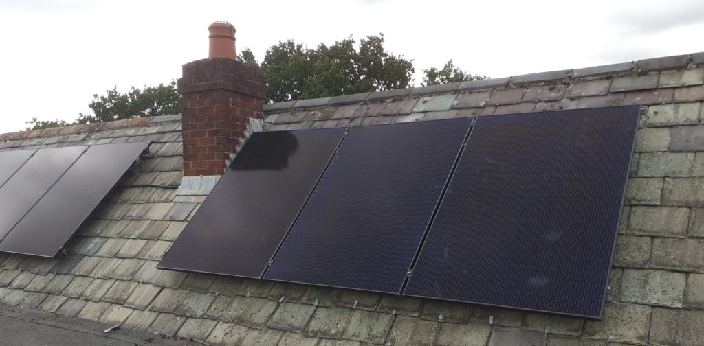 solar panels newly fixed on a roof