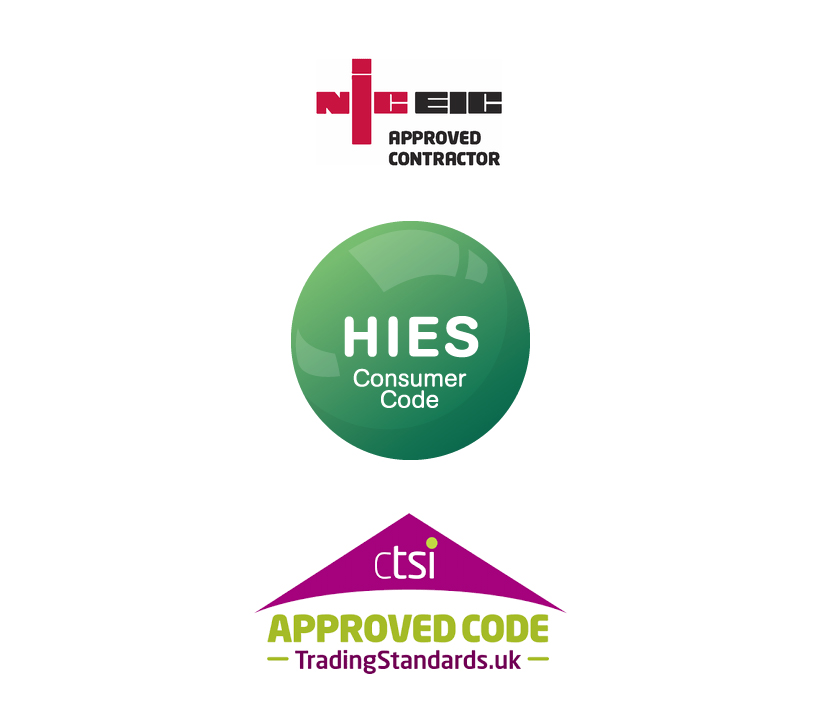 NICEIC Approved Contractor, HIES Consumer Code & Accredited Member and Trading Standards Approved Code
