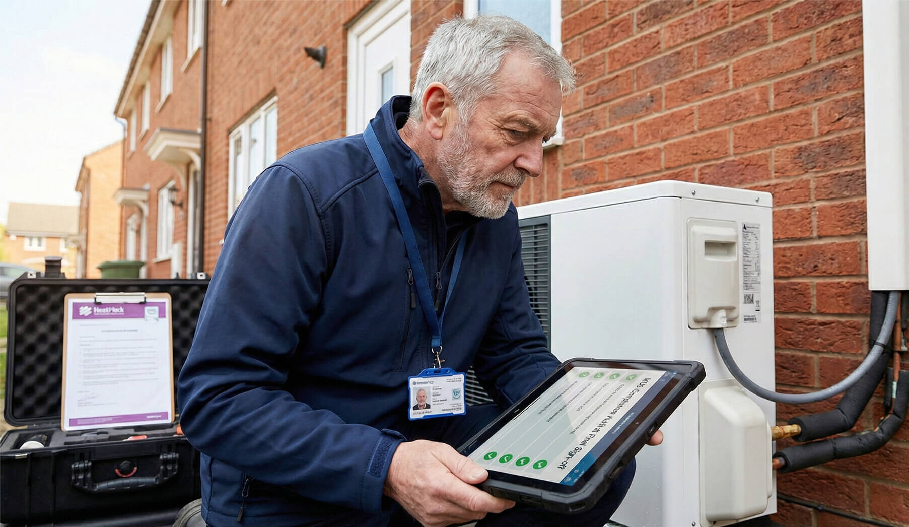 Improveasy Engineer checking heat pump