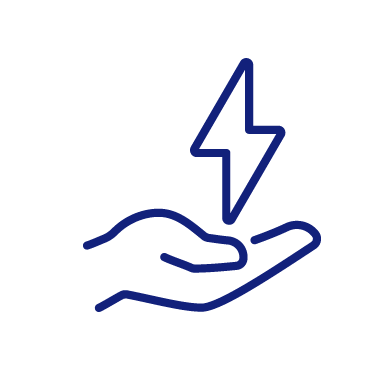 Hand holding lighting icon