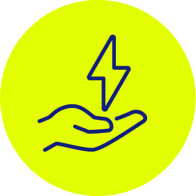 Hand holding lighting icon