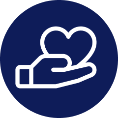 Support for grant-funded households icon representing financial help and reassurance