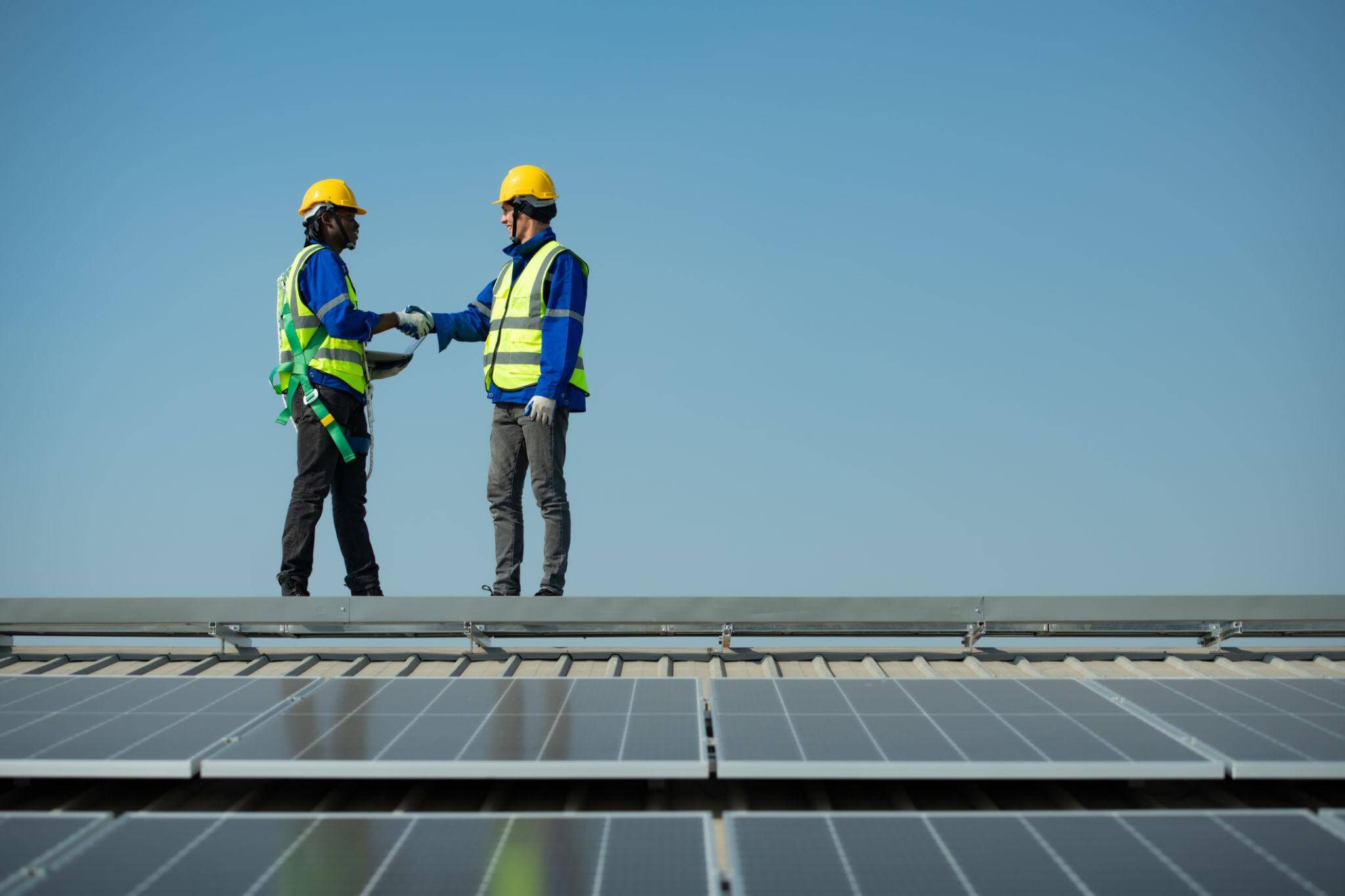 Engineer in charge of solar panel installation